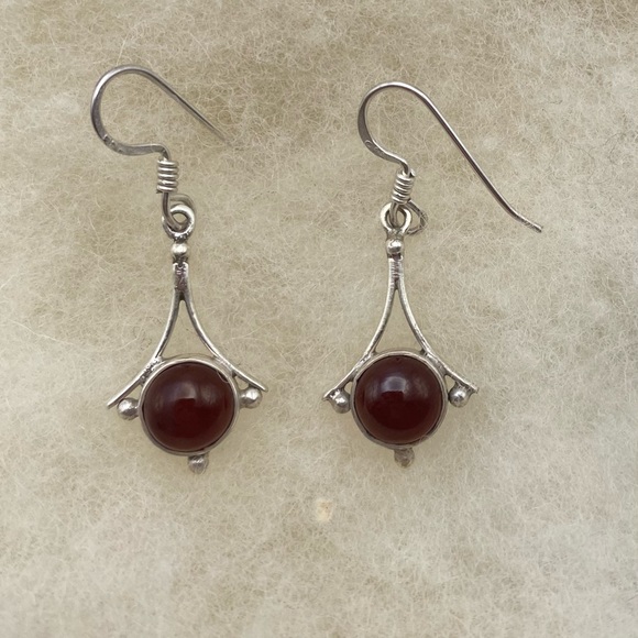 New Sterling silver earrings pair in Rose quartz or Moonstone,or Lapis or Garnet - Picture 4 of 5